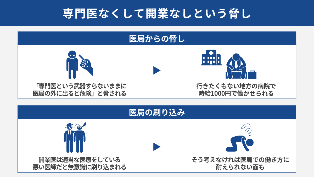 専門医なくして開業なしという脅し